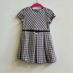 Mayoral Gray & Blue Short Sleeve Checkered Plaid Pleated Dress , Size 2T/ 92cm